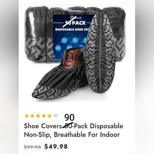 90- Shoe Covers Disposable Recyclable Non-Slip, Black Non-Woven Fabric New Open